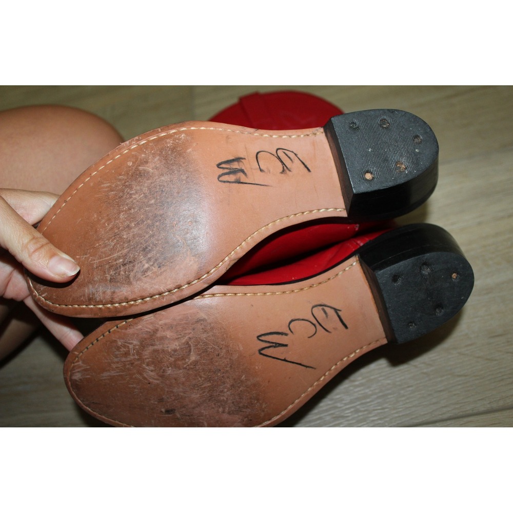 Red Leather Western Cowboy Boots Pointed Toe Embroidered SCL7016M Women's 6.5-7 - Picture 5 of 9